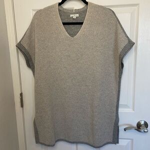 LL Bean 100% Cashmere Striped Gray Poncho Sweater Size S